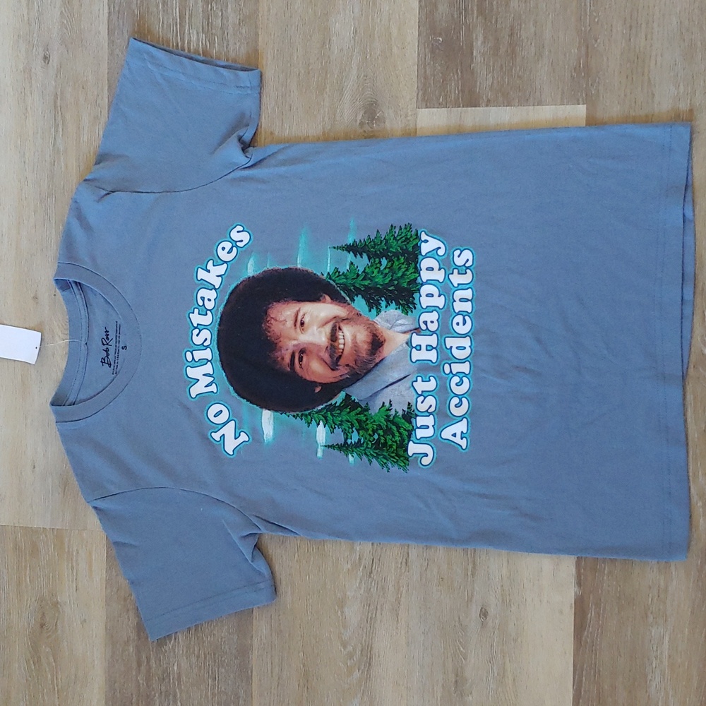 NWT Bob Ross Graphic T-Shirt Blue Size S